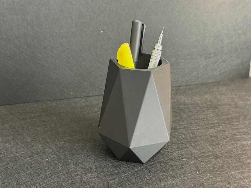 Geometric vase filled with flowers